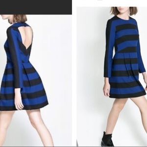 Zara Black and Blue Striped Dress